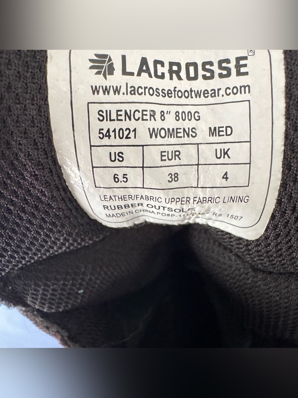 LACROSSE Size 6.5 Women’s Silencer 8”Hunting Boot 800G - Waterproof & Scentproof - Picture 8 of 8
